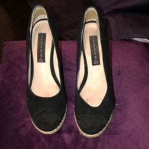Steven Black Suede Wedges